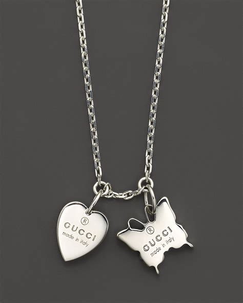 gucci heart butterfly necklace|gucci silver charm necklace.